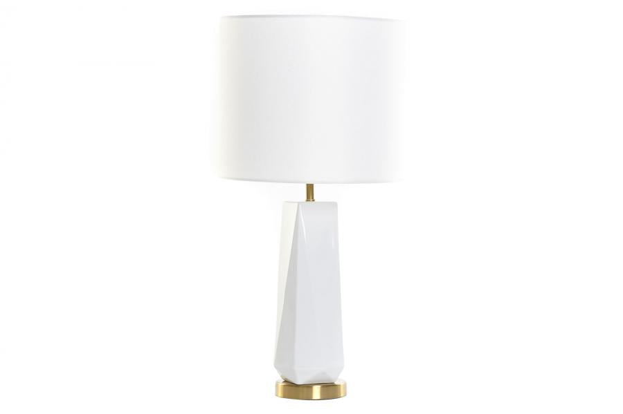 Lampara Sobremesa Ceramica Metal 33X33X62 Blanco