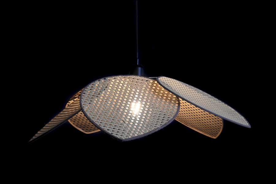 Lampara Techo Ratan Metal 64X64X23 Marron