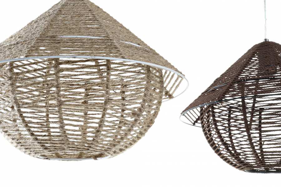 Lampara Techo Cuerda Metal 38X38X27 2 Surt.