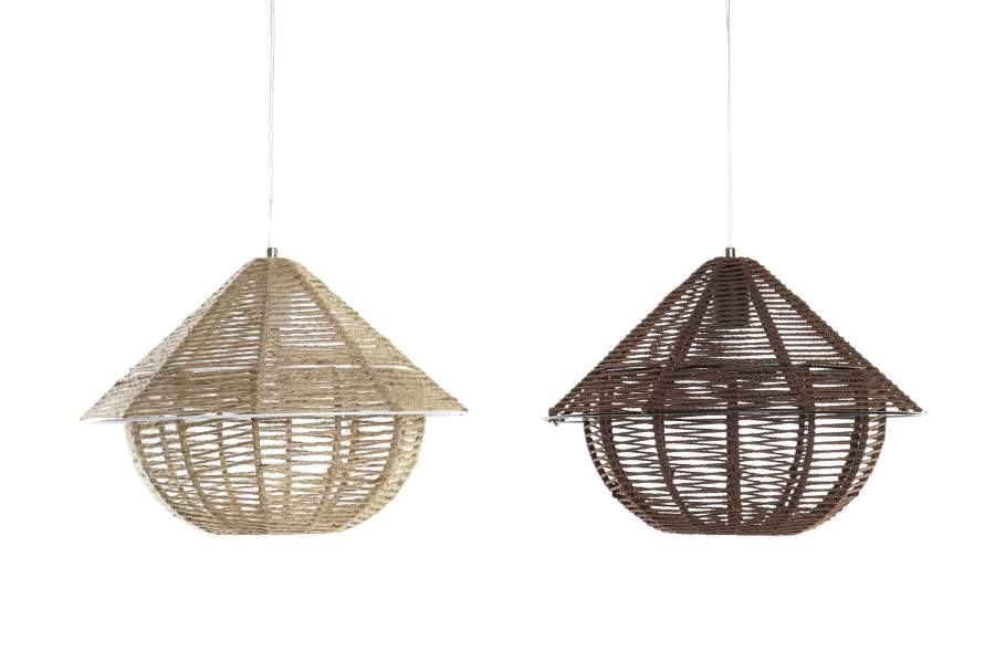 Lampara Techo Cuerda Metal 38X38X27 2 Surt.