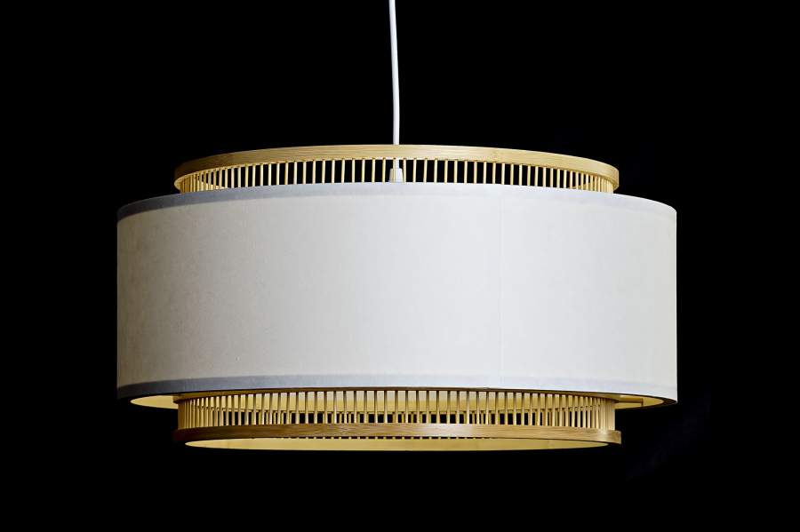 Lampara Techo Bambu Poliester 50X50X25 Natural