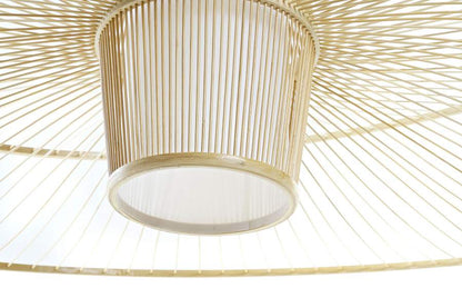 Lampara Techo Bambu Poliester 100X100X32 Natural