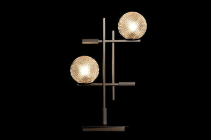 Lampara Sobremesa Metal Cristal 38X16X63 2 Bolas