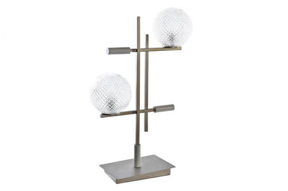 Lampara Sobremesa Metal Cristal 38X16X63 2 Bolas