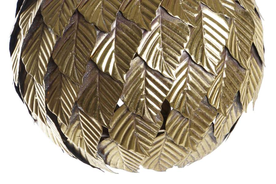 Lampara Techo Metal 30X30X39 Hojas Dorado