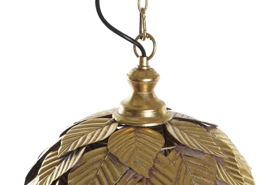 Lampara Techo Metal 30X30X39 Hojas Dorado