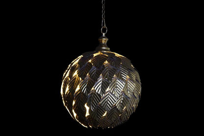 Lampara Techo Metal 30X30X39 Hojas Dorado