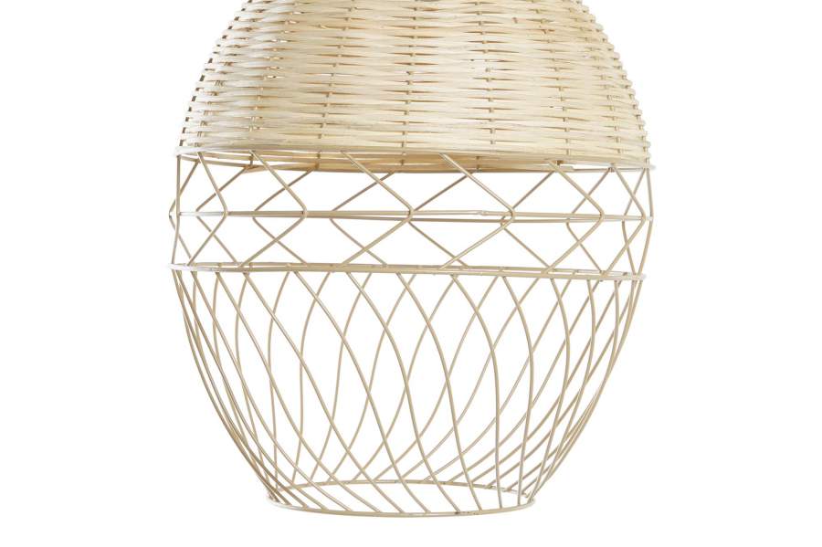 Lampara Techo Metal Ratan 30X30X38 Marron Claro