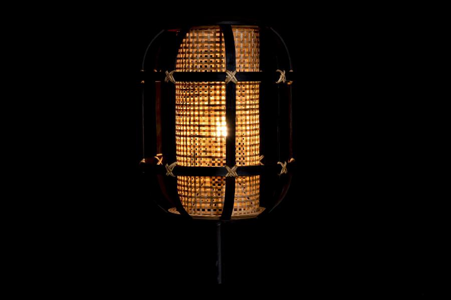 Lampara Sobremesa Bambu 31X31X51 Natural Marron