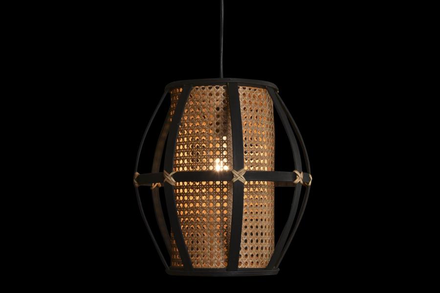 Lampara Techo Bambu Ratan 34X34X35 Natural Negro
