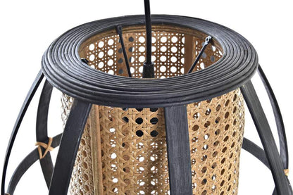 Lampara Techo Bambu Ratan 34X34X35 Natural Negro
