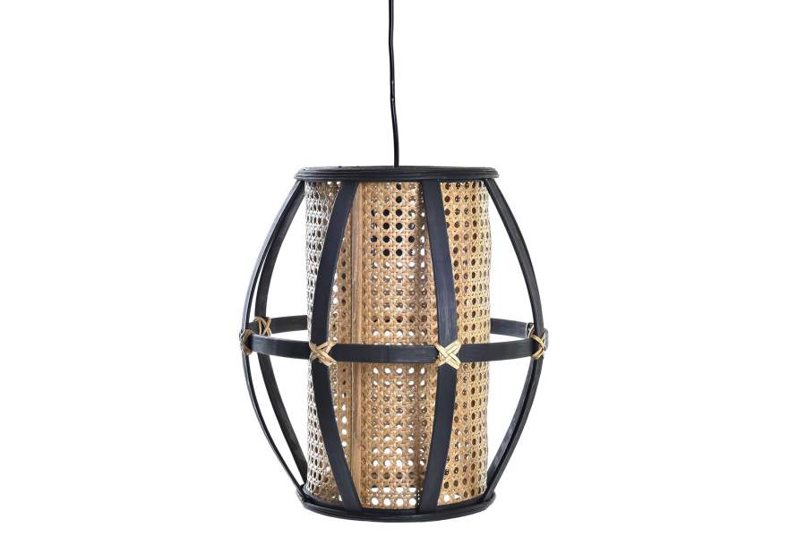Lampara Techo Bambu Ratan 34X34X35 Natural Negro
