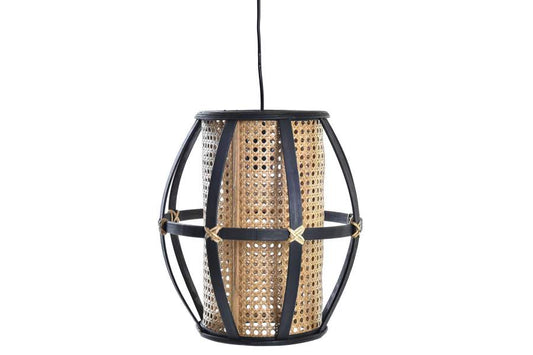Lampara Techo Bambu Ratan 34X34X35 Natural Negro