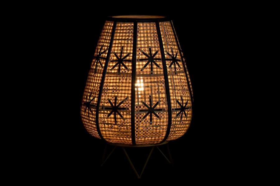 Lampara Sobremesa Ratan Metal 37X37X47 Flor