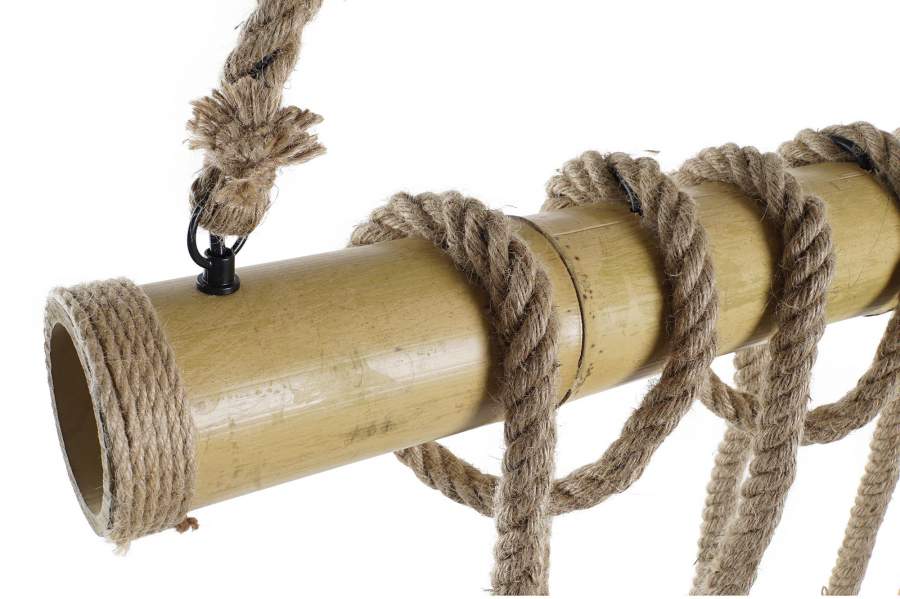 Lampara Techo Bambu Cuerda 80X10X60 6 Bombillas