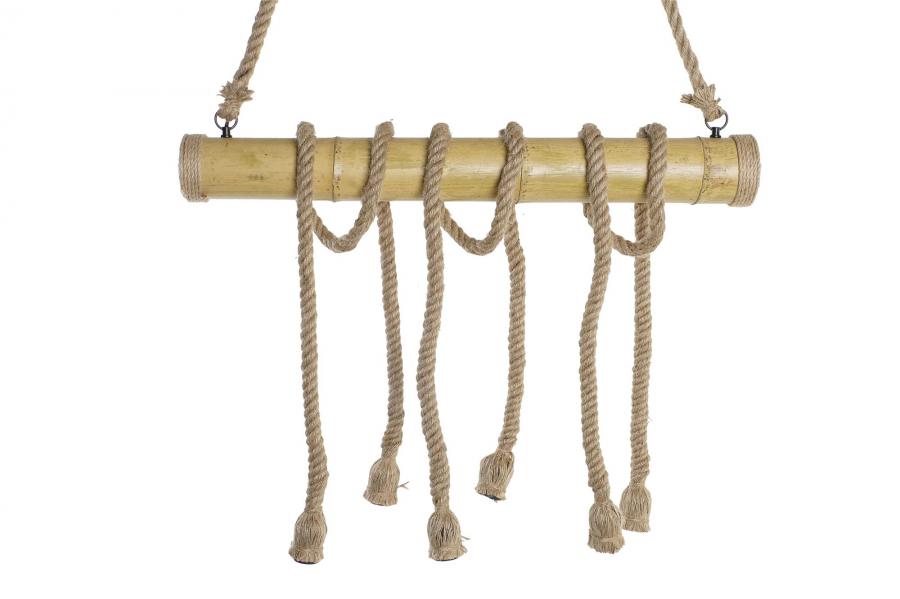 Lampara Techo Bambu Cuerda 80X10X60 6 Bombillas