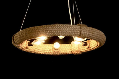 Lampara Techo Cuerda 48X48X10 6 Bombillas Marron