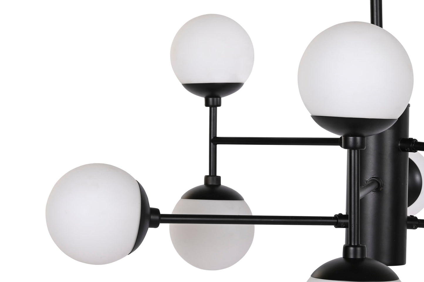 Lampara Techo Cristal Metal 80X80X60 9 Bolas Negro