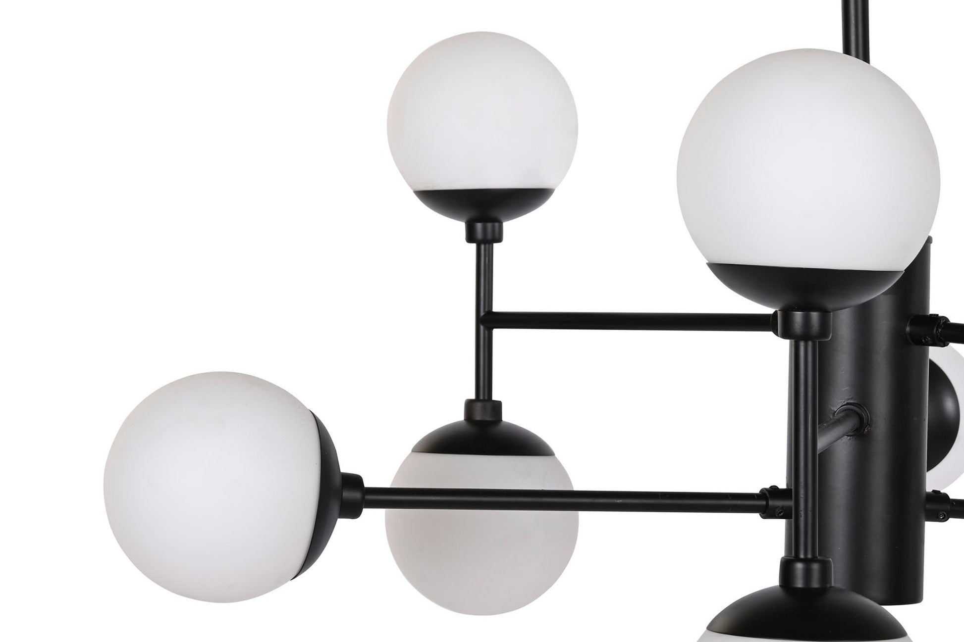 Lampara Techo Cristal Metal 80X80X60 9 Bolas Negro