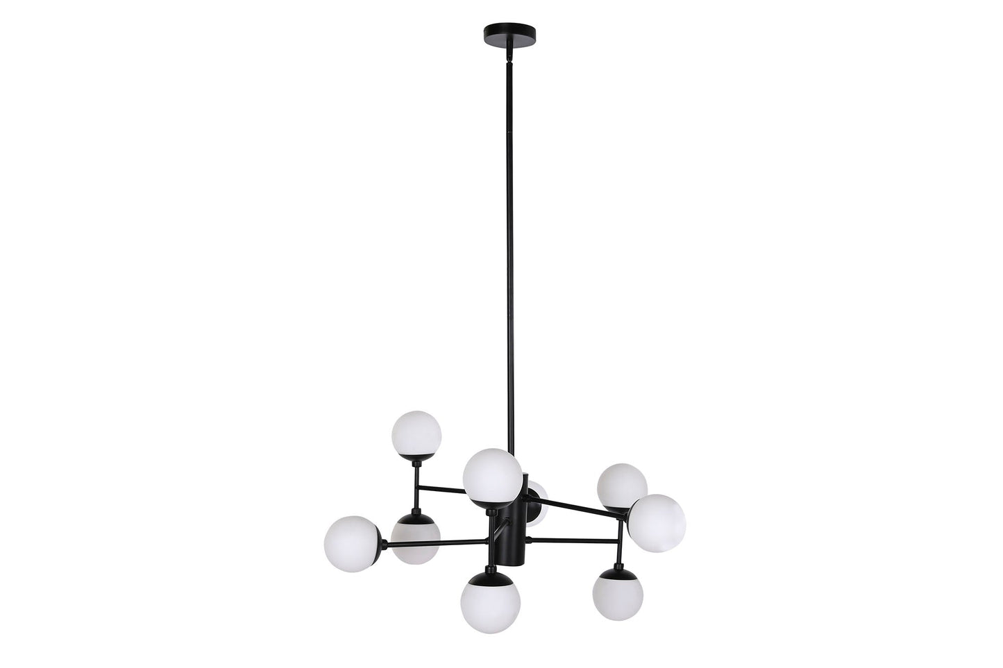 Lampara Techo Cristal Metal 80X80X60 9 Bolas Negro