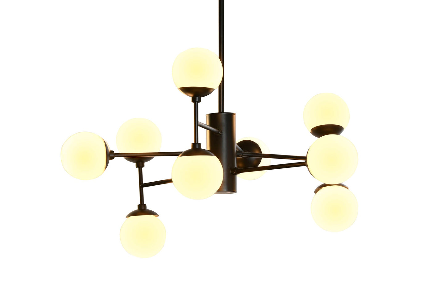 Lampara Techo Cristal Metal 80X80X60 9 Bolas Negro