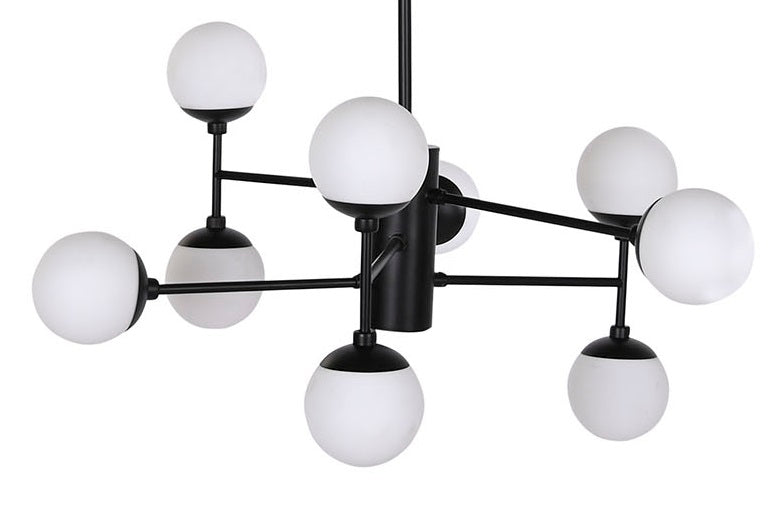 Lampara Techo Cristal Metal 80X80X60 9 Bolas Negro