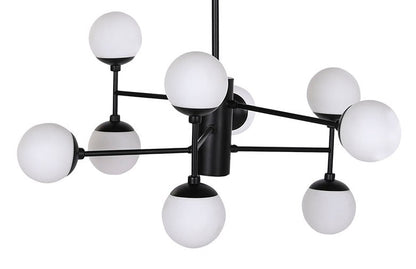 Lampara Techo Cristal Metal 80X80X60 9 Bolas Negro