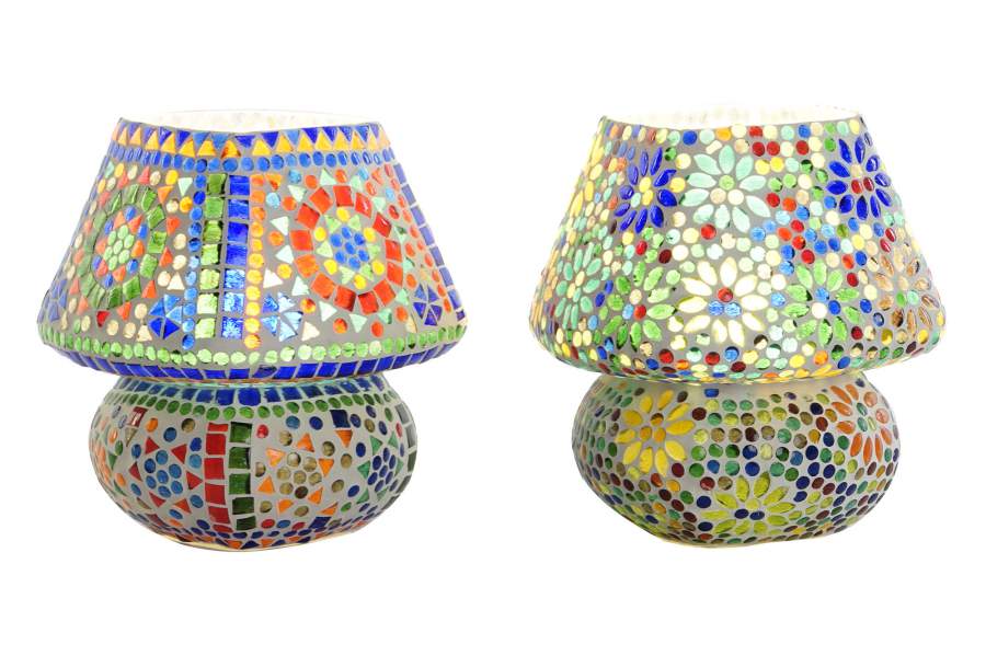 Lampara Sobremesa Cristal 19X19X22 Mosaico 2 Surt.