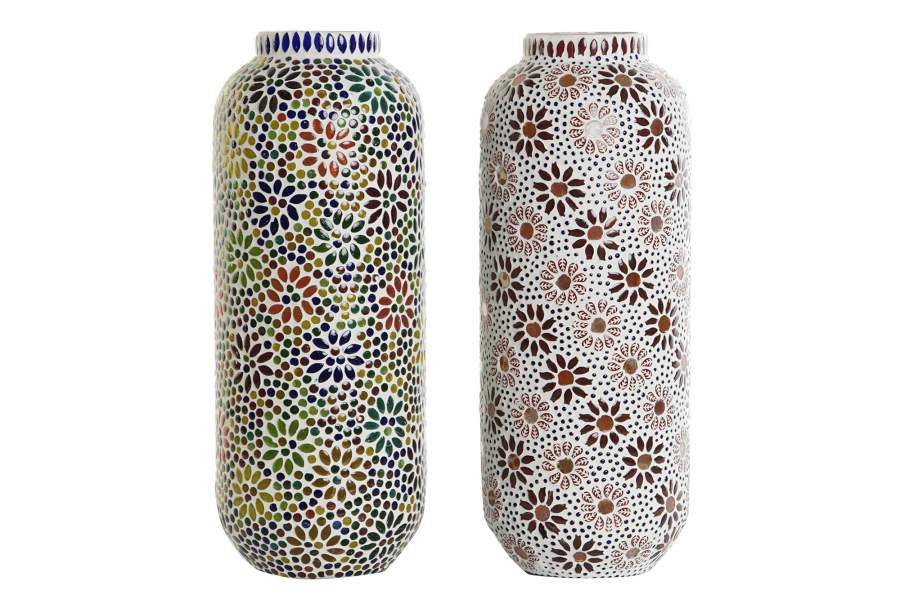 Lampara Sobremesa Cristal 17X17X44 Flores 2 Surt.
