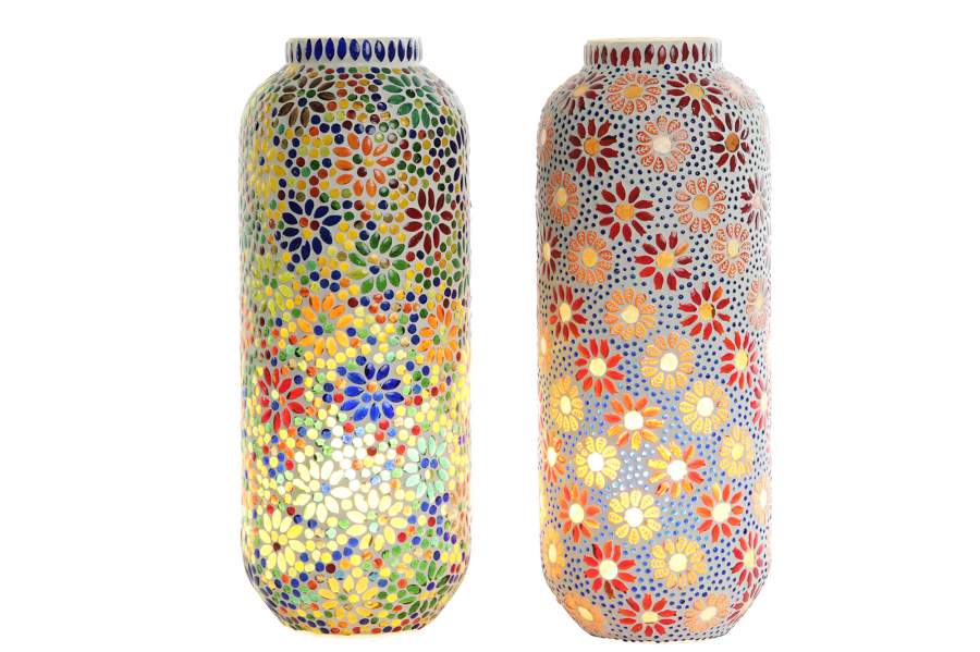 Lampara Sobremesa Cristal 17X17X44 Flores 2 Surt.