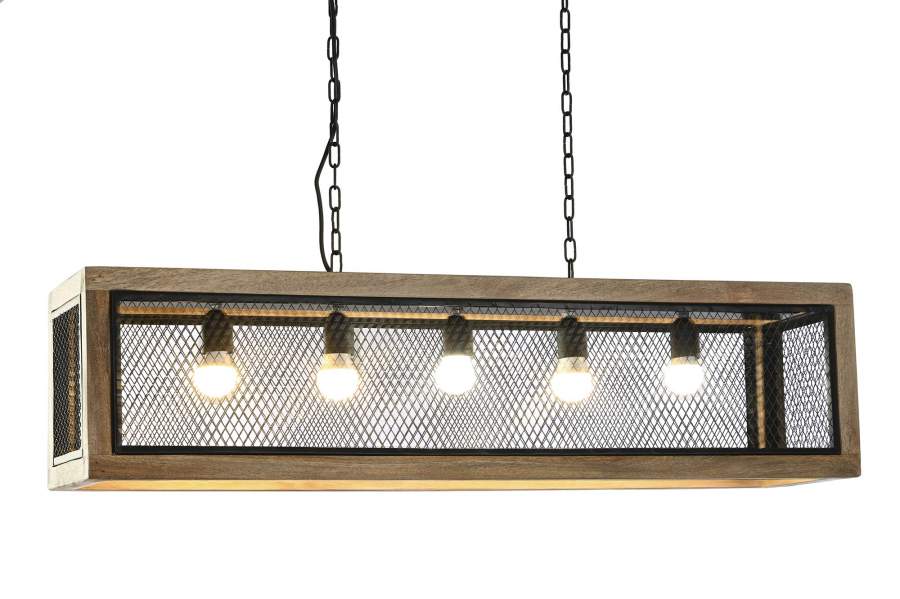 Lampara Techo Mango Hierro 100X25X25 Marron