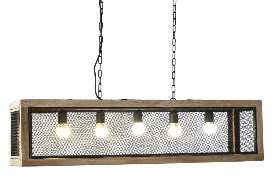 Lampara Techo Mango Hierro 100X25X25 Marron