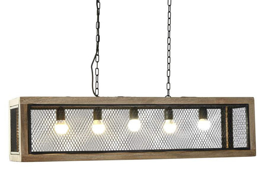 Lampara Techo Mango Hierro 100X25X25 Marron