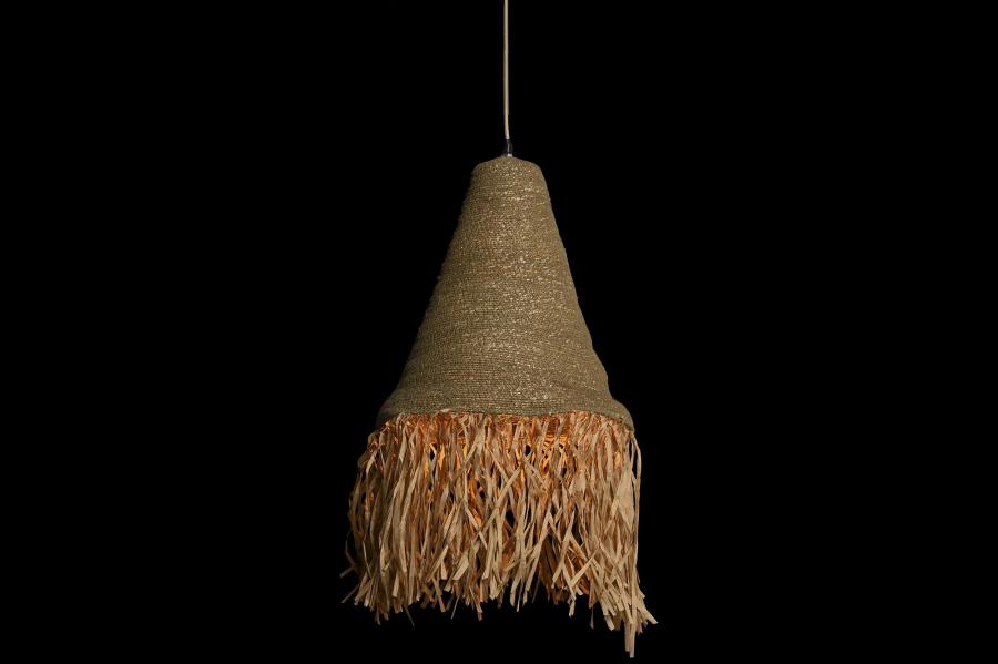 Lampara Techo Yute Hierro 44X44X67 Natural