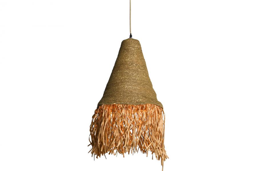 Lampara Techo Yute Hierro 44X44X67 Natural