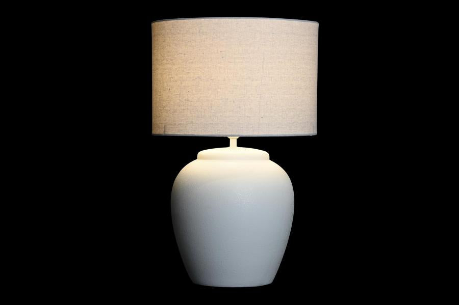 Lampara Sobremesa Porcelana Lino 38X38X58 Blanco