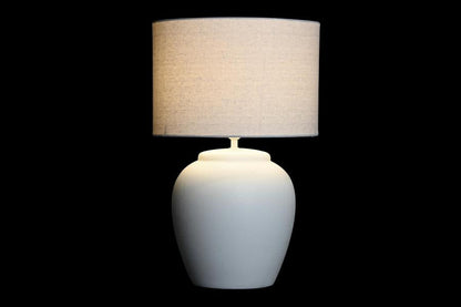 Lampara Sobremesa Porcelana Lino 38X38X58 Blanco