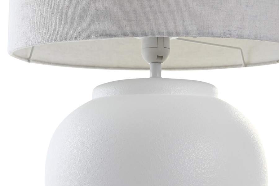 Lampara Sobremesa Porcelana Lino 38X38X58 Blanco