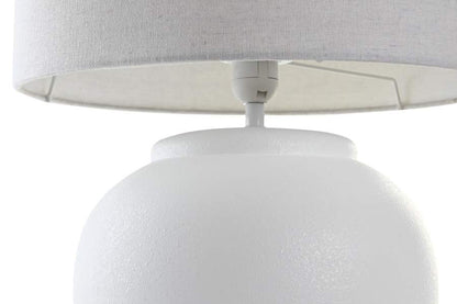 Lampara Sobremesa Porcelana Lino 38X38X58 Blanco