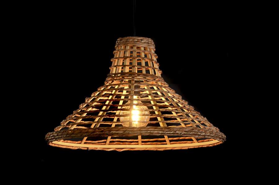 Lampara Techo Ratan 56X56X34 Natural Marron