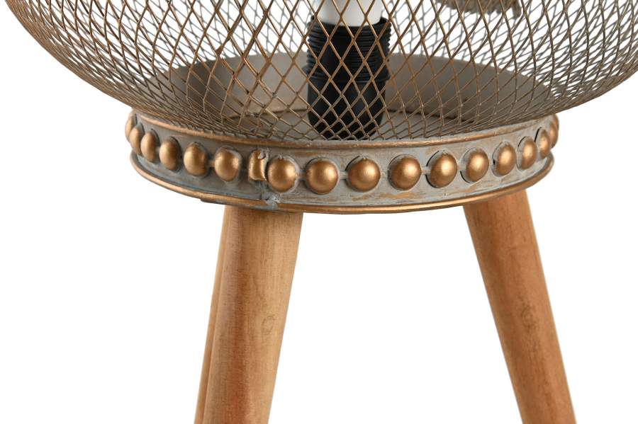 Lampara Sobremesa Metal Madera 33X33X51 Hoja