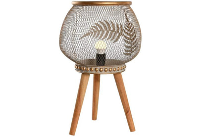 Lampara Sobremesa Metal Madera 33X33X51 Hoja