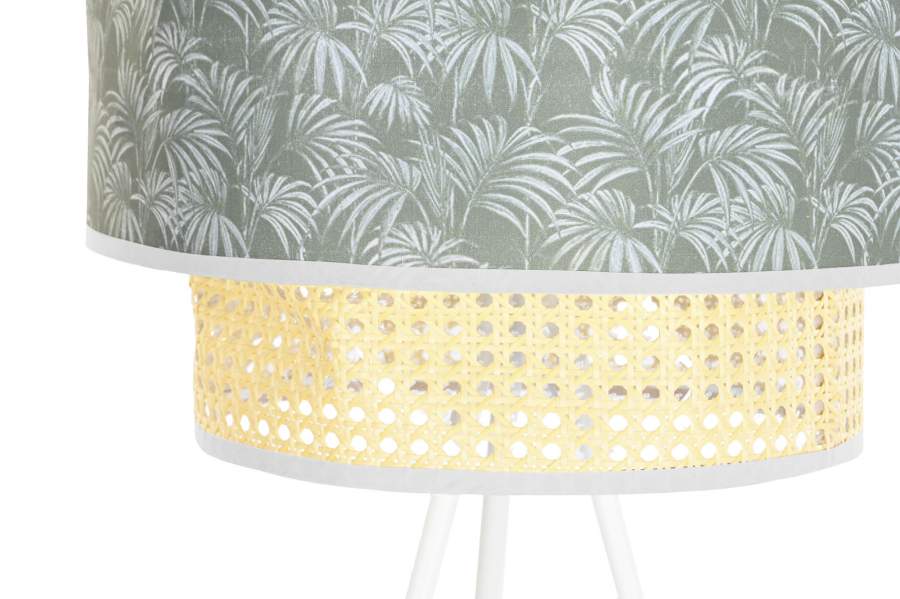 Lampara Pie Metal Poliester 40X40X129 Palmeras