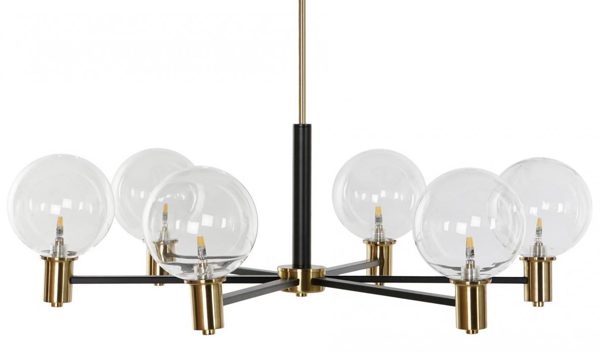 Lampara Techo Metal Cristal 83X83X128 Bolas Negro