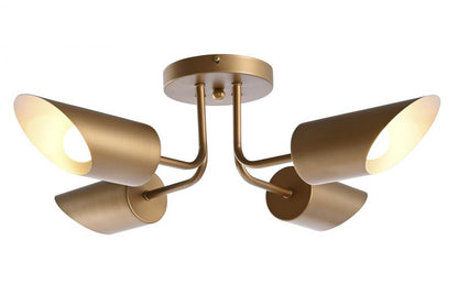 Lampara Techo Metal 67X67X20 4 Focos Dorado