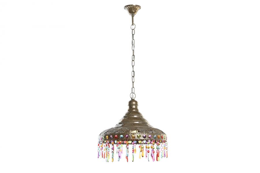 Lampara Techo Metal Acrilico 37X37X38 Dorado