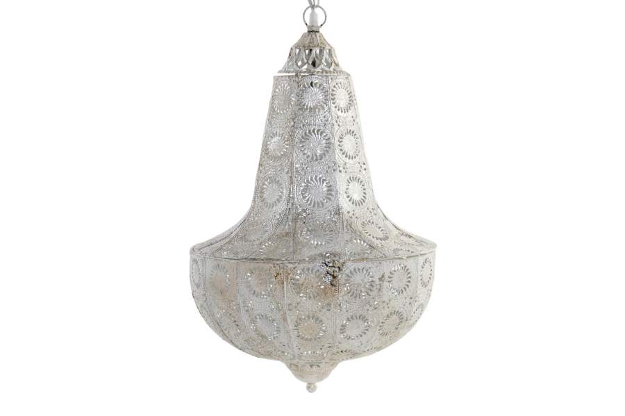 Lampara Techo Metal 34X55 Etnica Blanco