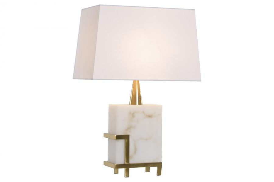Lampara Sobremesa Marmol Metal 40X23X62 Blanco