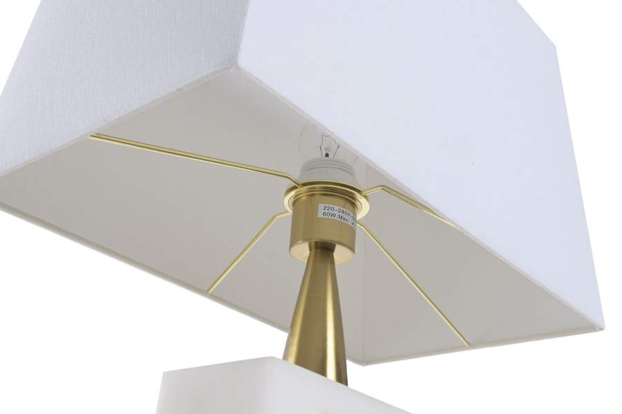 Lampara Sobremesa Marmol Metal 40X23X62 Blanco