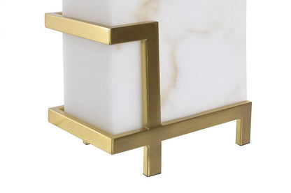 Lampara Sobremesa Marmol Metal 40X23X62 Blanco